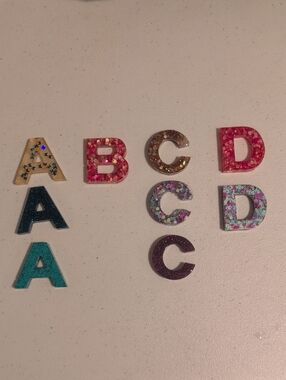 Glitter Resin Alphabet Letters - A B C D Set